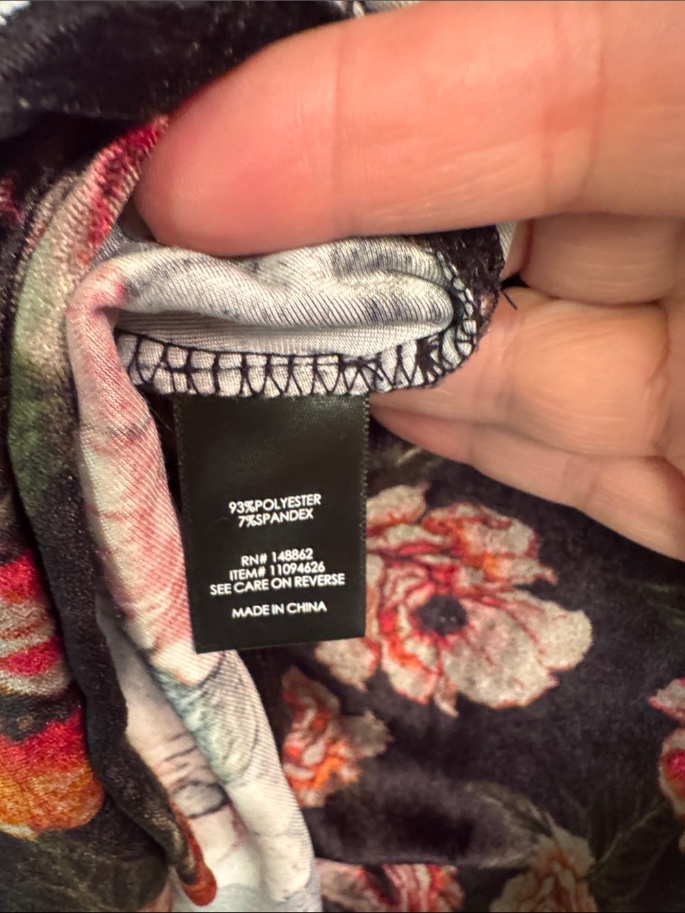 torrid Black Velvet Floral Scoop Neck Top with Red and Cream Flowers - Picture 4 of 5